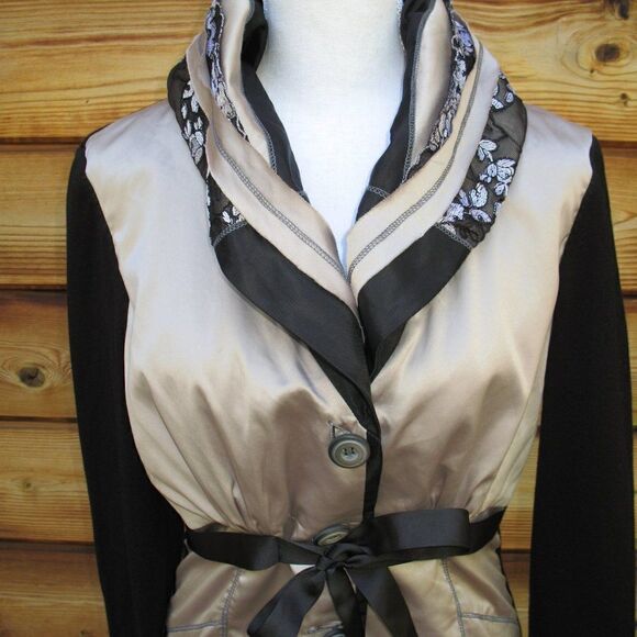 Black Tan Knit Mix Jacket - Picture 2 of 6